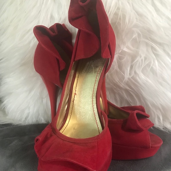 Anne Michelle Shoes - 🎈🎈🎈Anne Michele open toe Red size 10 party 👠.🎈🎈🎈